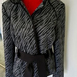 Sandro Classic fitted Animal print jacket with Sash Tie Waist